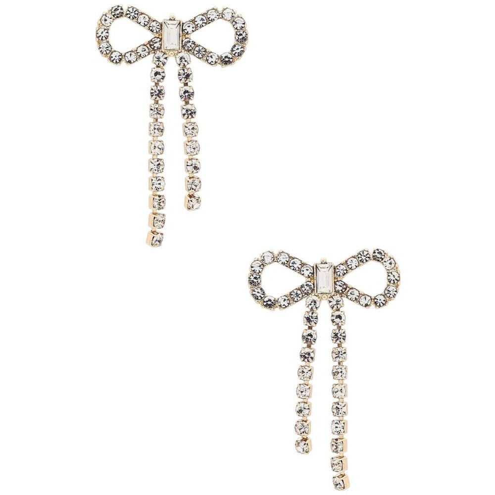 8 Other Reasons Ribbon Earrings in Gold One Size New Womens Crystal Bows